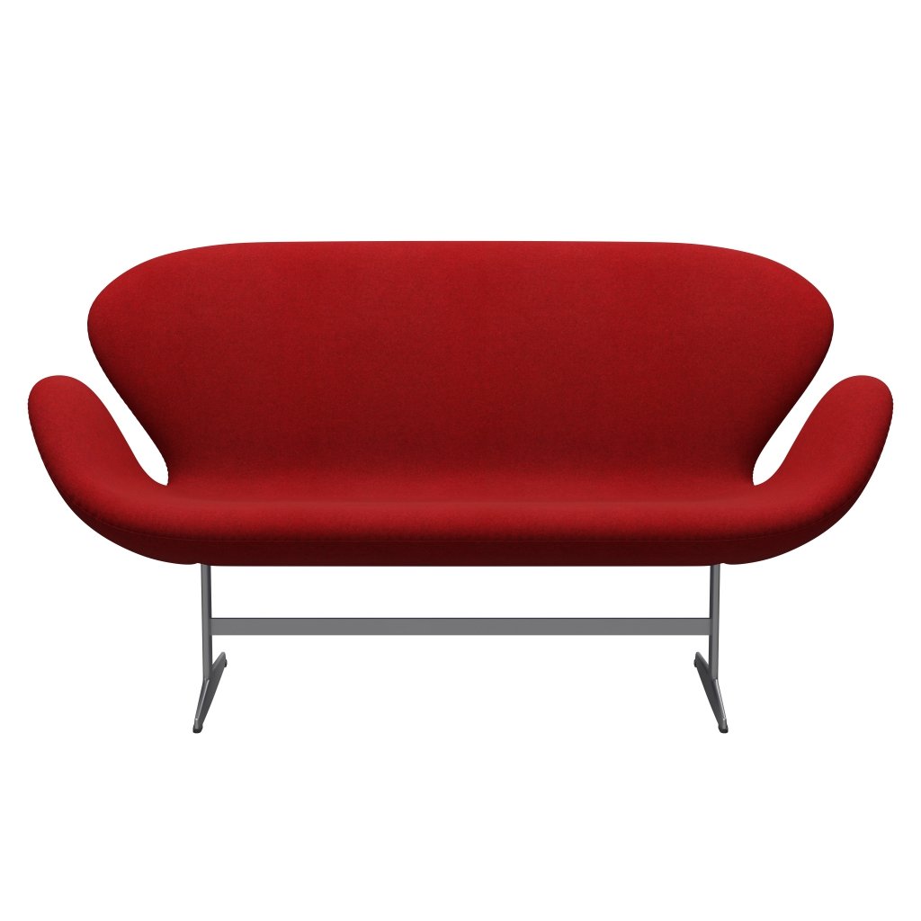 [product_category]-Fritz Hansen Swan Sofa 2 Seater, Silver Grey/Divina Melange Deep Red-Fritz Hansen-3321-DIM567-SGBASE-FRI-1