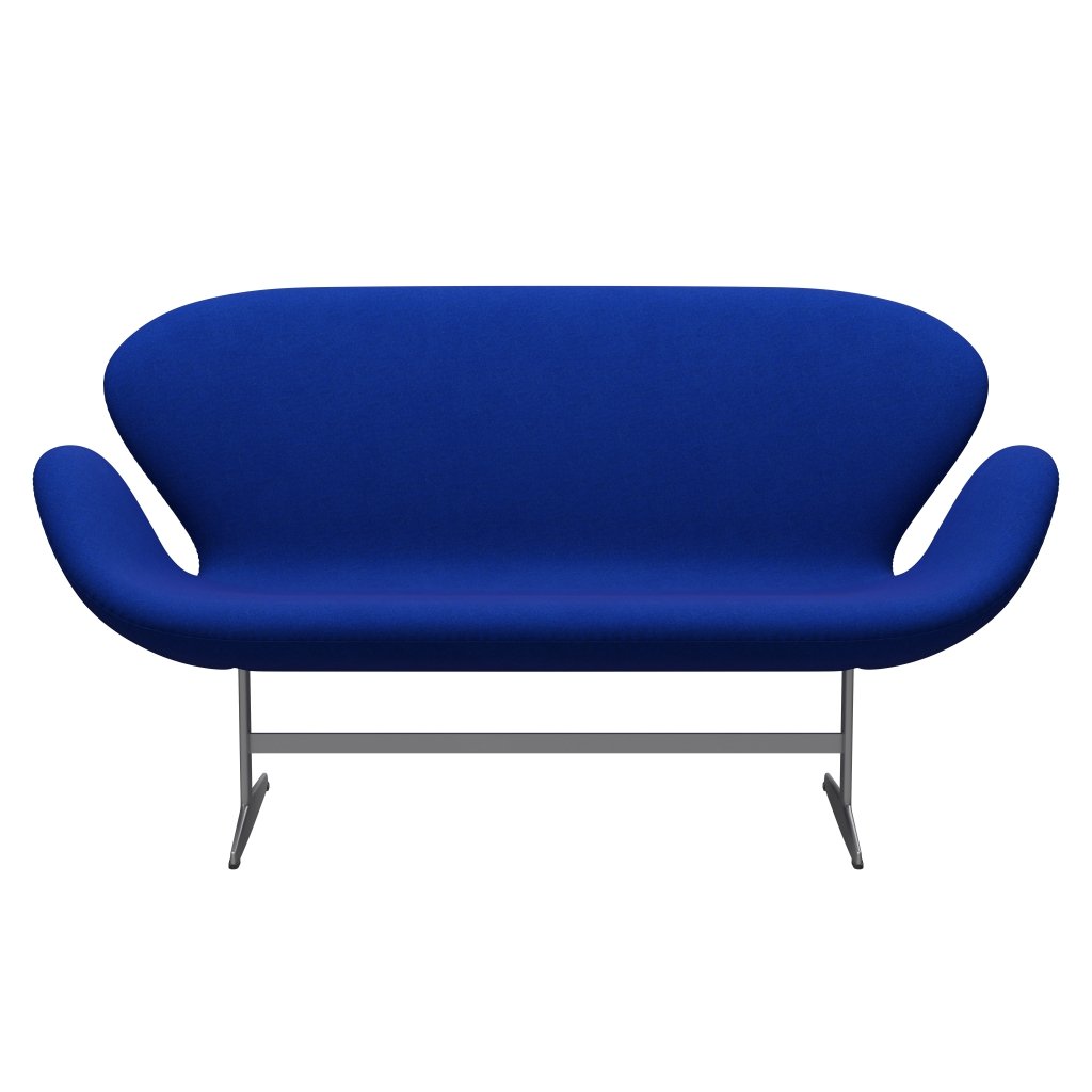 [product_category]-Fritz Hansen Swan Sofa 2 Seater, Silver Grey/Divina Melange Electric Blue-Fritz Hansen-3321-DIM757-SGBASE-FRI-1
