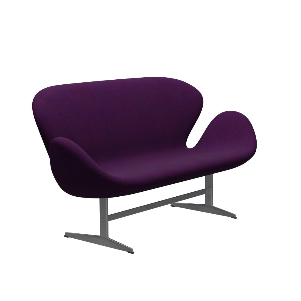 [product_category]-Fritz Hansen Swan Sofa 2 Seater, Silver Grey/Divina Violet (696)-Fritz Hansen-3321-DIV696-SGBASE-FRI-2