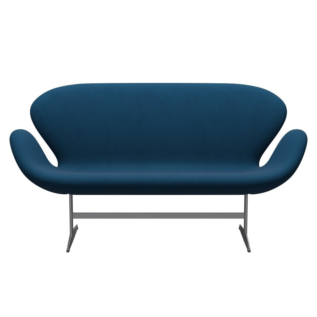 [product_category]-Fritz Hansen Swan Sofa 2 Seater, Silver Grey/Fame Dark Blue Brown-Fritz Hansen-3321-F67005-SGBASE-FRI-1