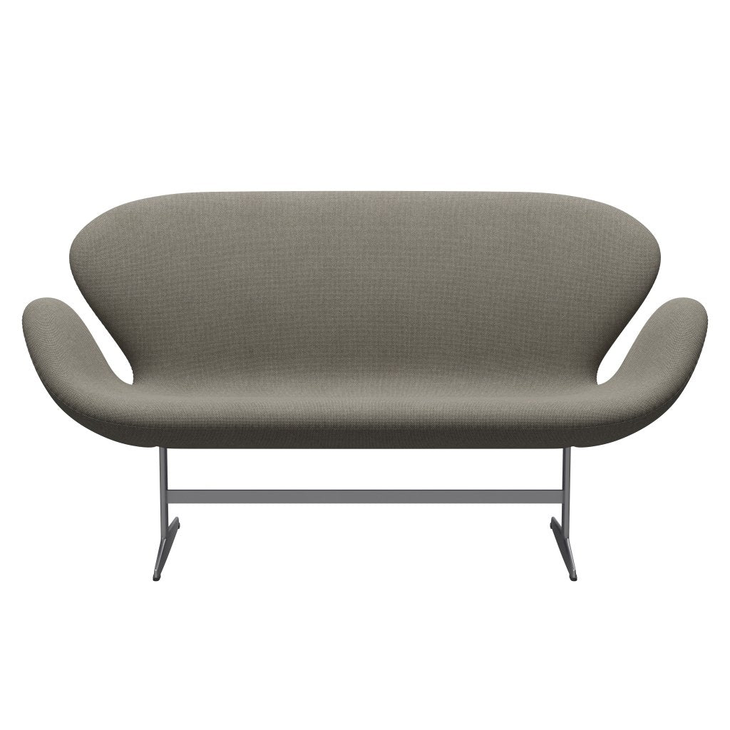 [product_category]-Fritz Hansen Swan Sofa 2 Seater, Silver Grey/Hallingdal Beige-Fritz Hansen-3321-HAL123-SGBASE-FRI-1