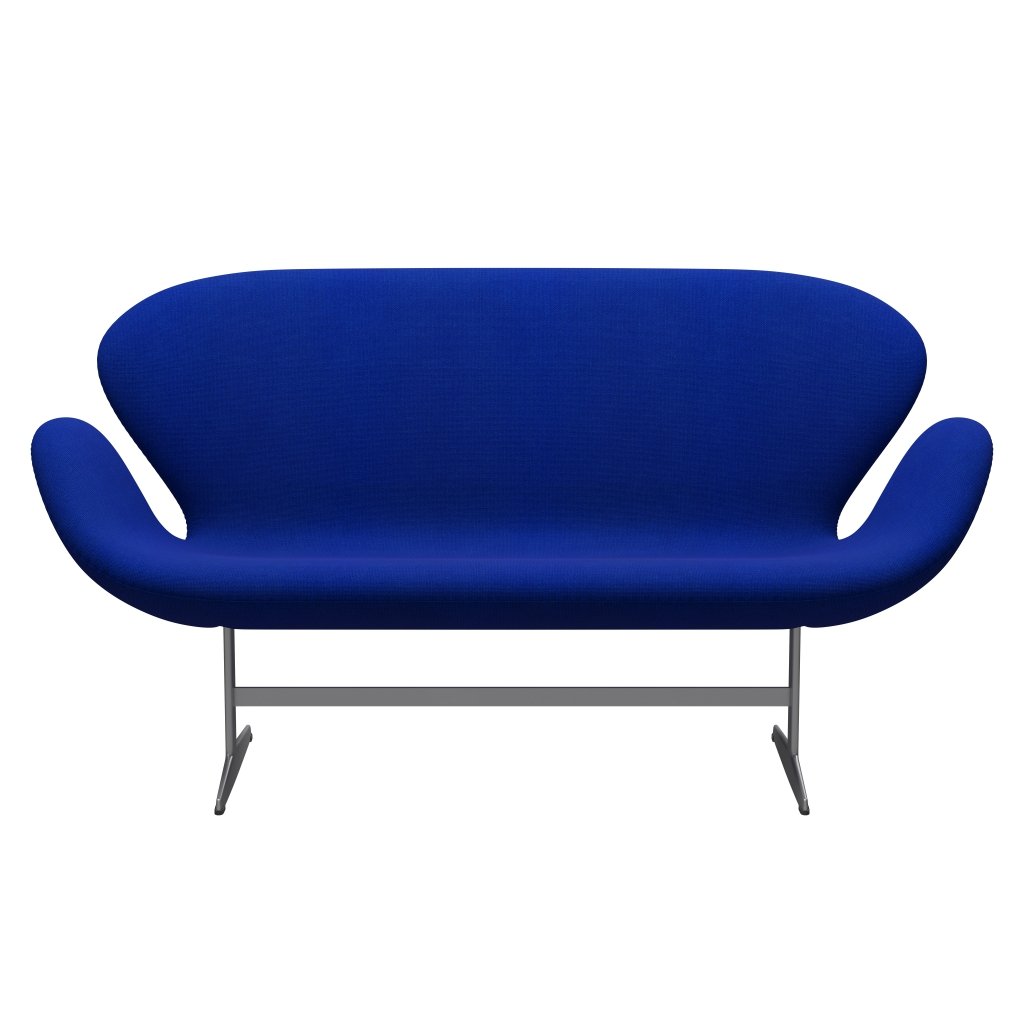 [product_category]-Fritz Hansen Swan Sofa 2 Seater, Silver Grey/Hallingdal Blue-Fritz Hansen-3321-HAL750-SGBASE-FRI-1