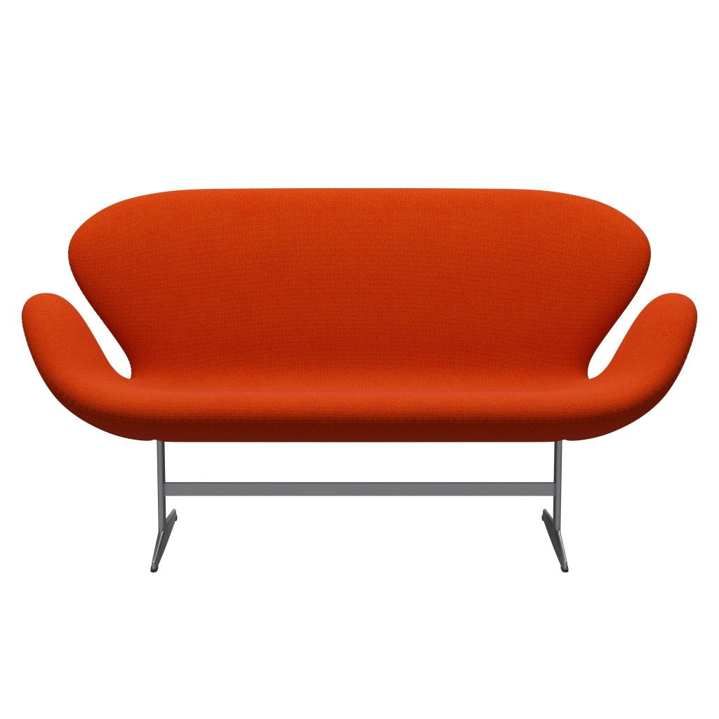 [product_category]-Fritz Hansen Swan Sofa 2 Seater, Silver Grey/Hallingdal Red/Orange-Fritz Hansen-3321-HAL590-SGBASE-FRI-1