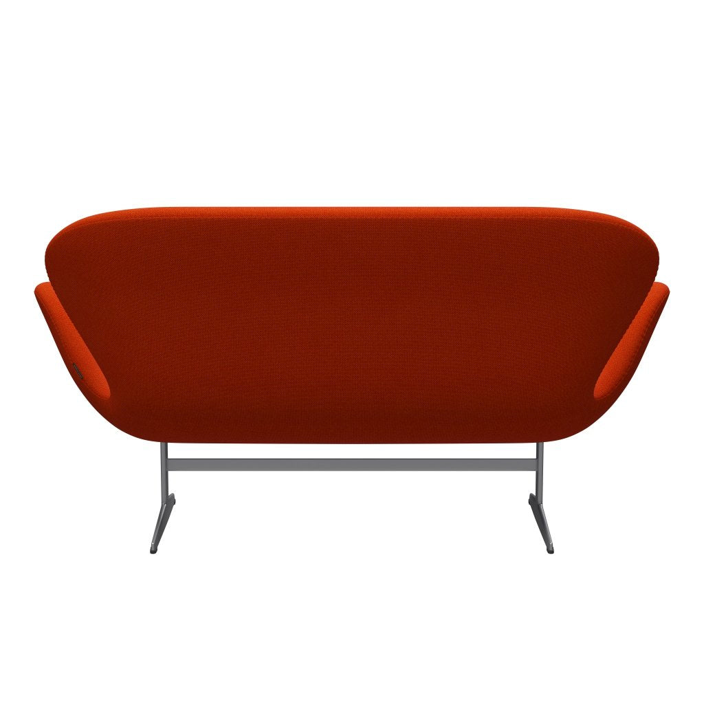 [product_category]-Fritz Hansen Swan Sofa 2 Seater, Silver Grey/Hallingdal Red/Orange-Fritz Hansen-3321-HAL590-SGBASE-FRI-4