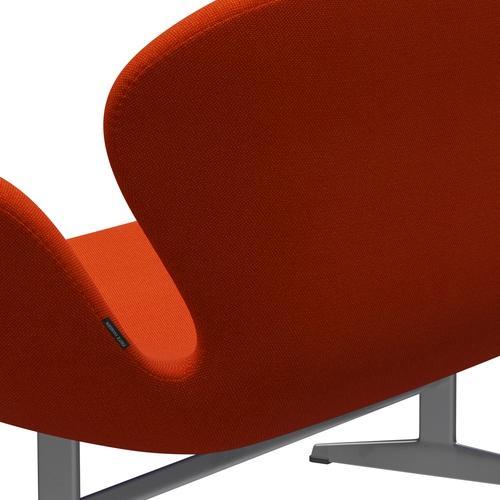 [product_category]-Fritz Hansen Swan Sofa 2 Seater, Silver Grey/Hallingdal Red/Orange-Fritz Hansen-3321-HAL590-SGBASE-FRI-5