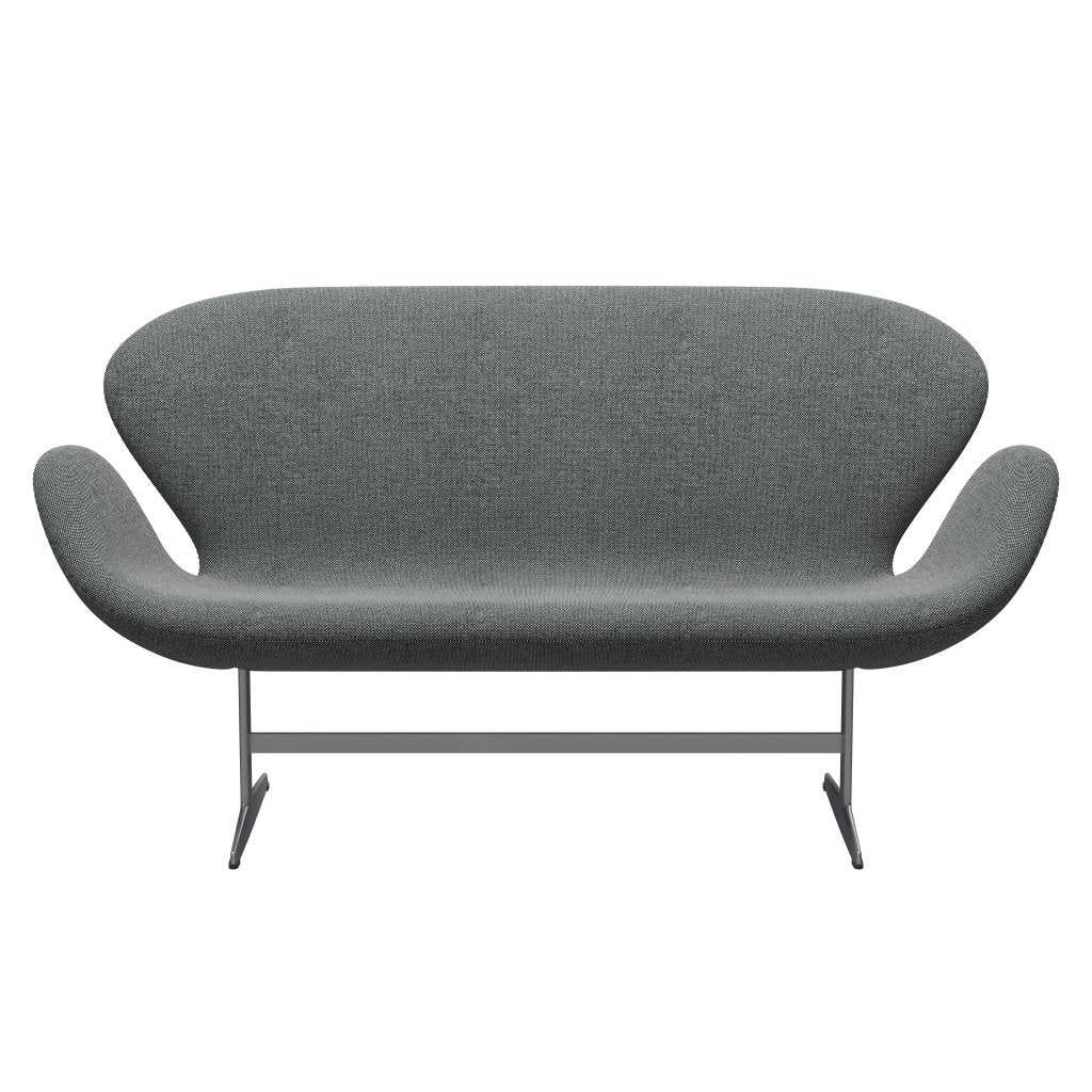 [product_category]-Fritz Hansen Swan Sofa 2 Seater, Silver Grey/Hallingdal White/Brown-Fritz Hansen-3321-HAL126-SGBASE-FRI-1
