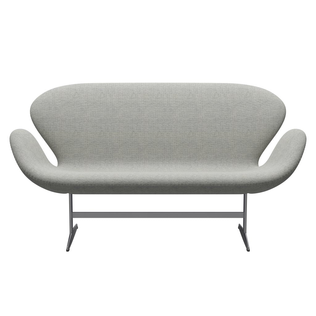 [product_category]-Fritz Hansen Swan Sofa 2 Seater, Silver Grey/Hallingdal White/Grey-Fritz Hansen-3321-HAL110-SGBASE-FRI-1