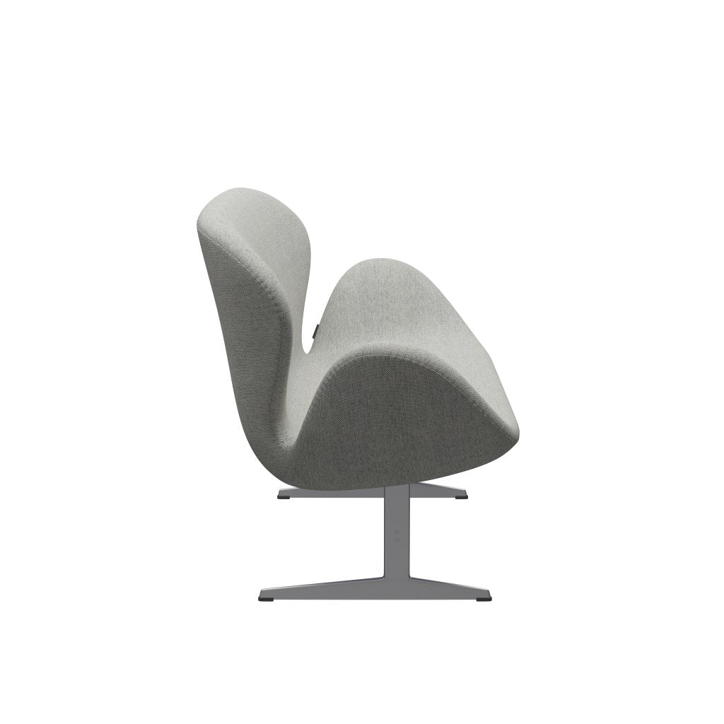 [product_category]-Fritz Hansen Swan Sofa 2 Seater, Silver Grey/Hallingdal White/Grey-Fritz Hansen-3321-HAL110-SGBASE-FRI-3