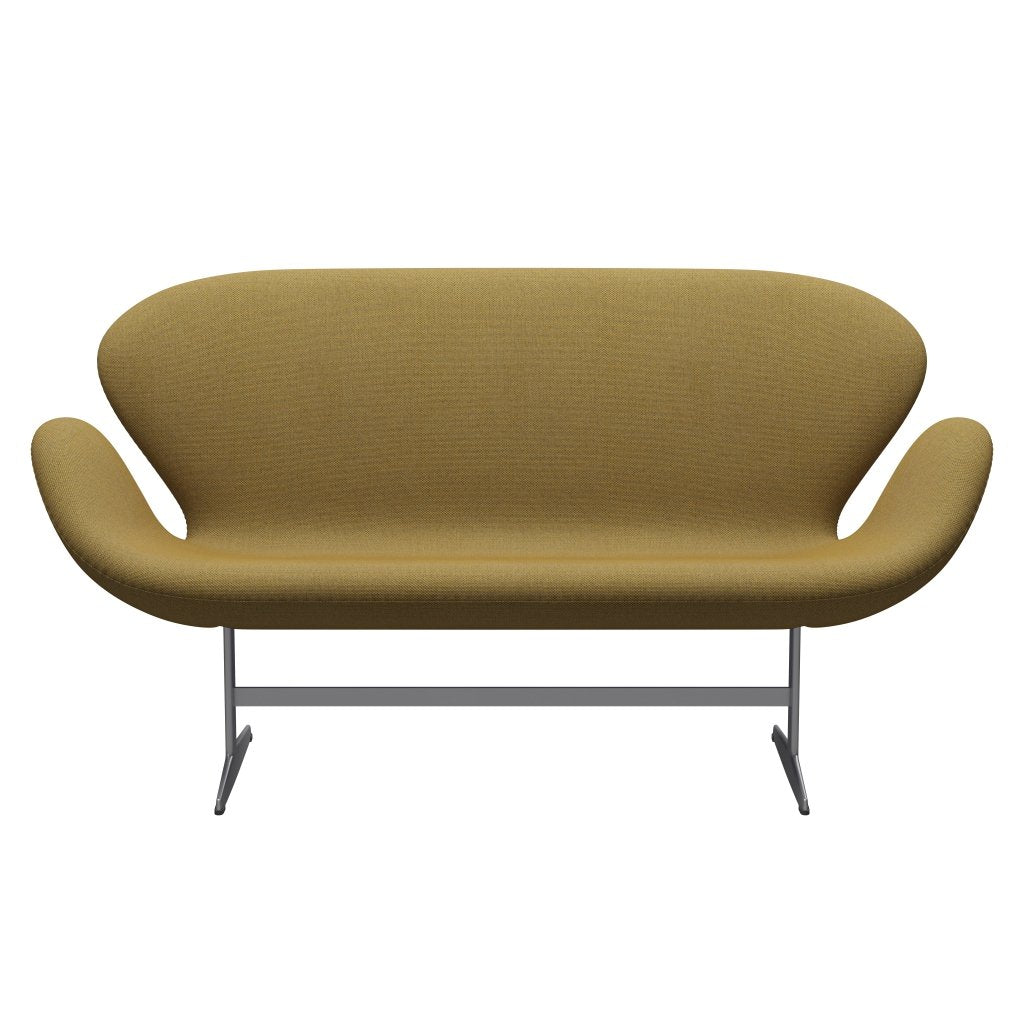 [product_category]-Fritz Hansen Swan Sofa 2 Seater, Silver Grey/Re Wool Golden Yellow/Natural-Fritz Hansen-3321-REW458-SGBASE-FRI-1