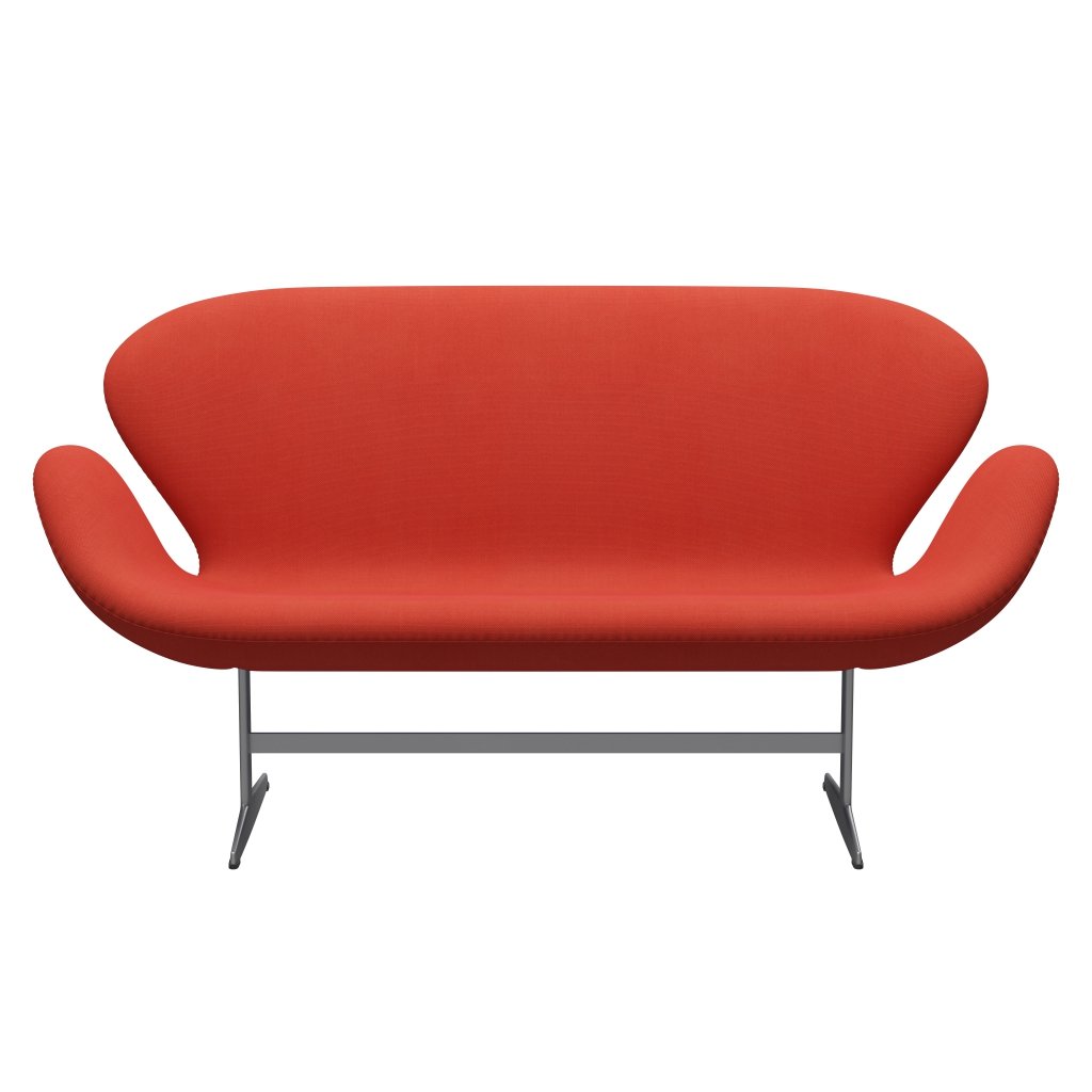 [product_category]-Fritz Hansen Swan Sofa 2 Seater, Silver Grey/Steelcut Light Red-Fritz Hansen-3321-STI550-SGBASE-FRI-1