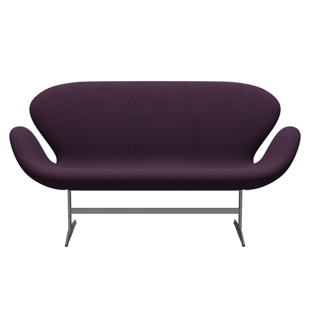 [product_category]-Fritz Hansen Swan Sofa 2 Seater, Silver Grey/Steelcut Medium Violet-Fritz Hansen-3321-STI625-SGBASE-FRI-1