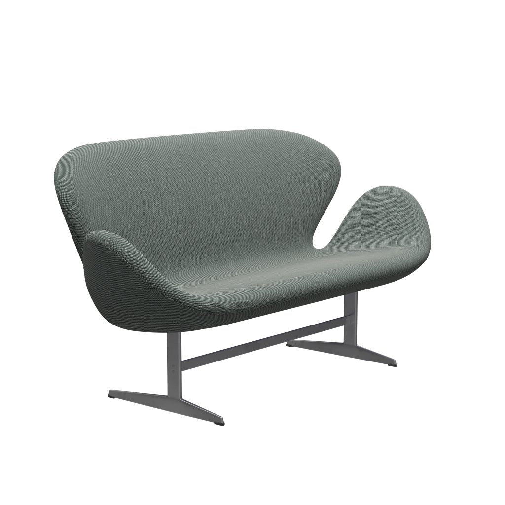 [product_category]-Fritz Hansen Swan Sofa 2 Seater, Silver Grey/Steelcut Trio White/Dark Green-Fritz Hansen-3321-STR916-SGBASE-FRI-2