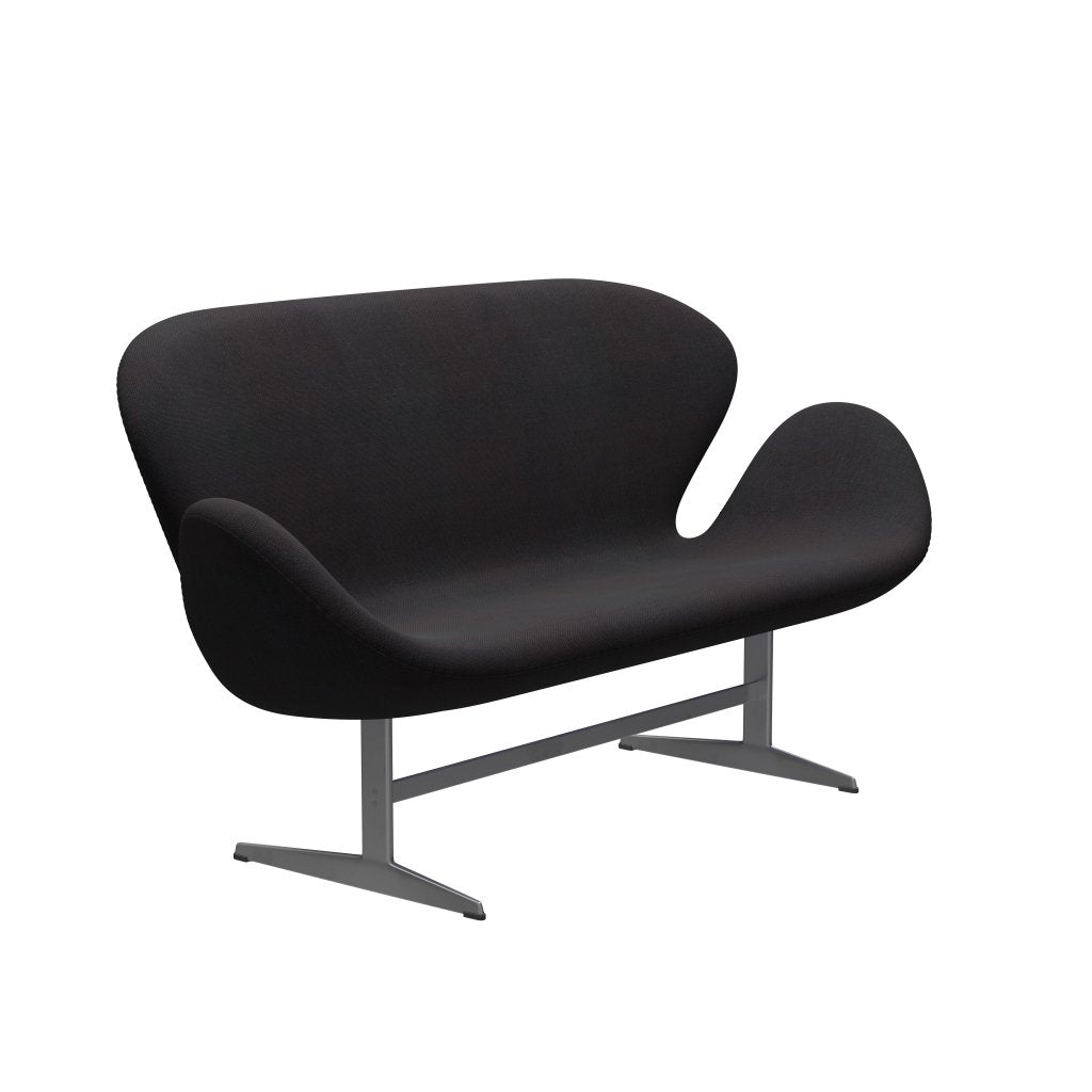 [product_category]-Fritz Hansen Swan Sofa 2 Seater, Silver Grey/Sunniva Black (683)-Fritz Hansen-3321-SV683-SGBASE-FRI-2