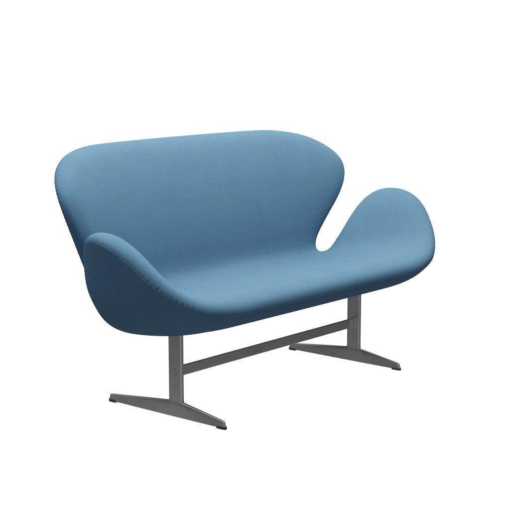 [product_category]-Fritz Hansen Swan Sofa 2 Seater, Silver Grey/Tonus Pastel Blue-Fritz Hansen-3321-TON508-SGBASE-FRI-2