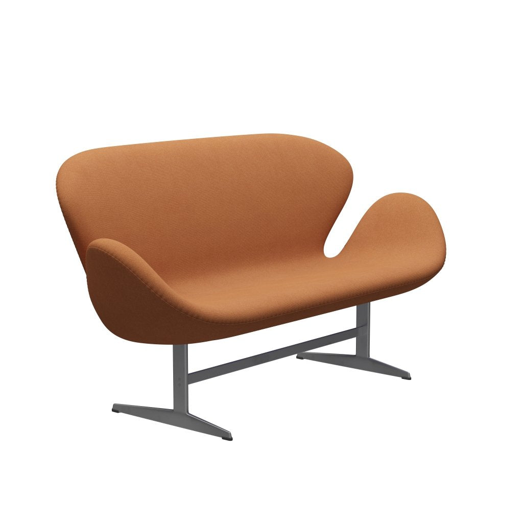 [product_category]-Fritz Hansen Swan Sofa 2 Seater, Silver Grey/Tonus Soft Orange-Fritz Hansen-3321-TON464-SGBASE-FRI-2