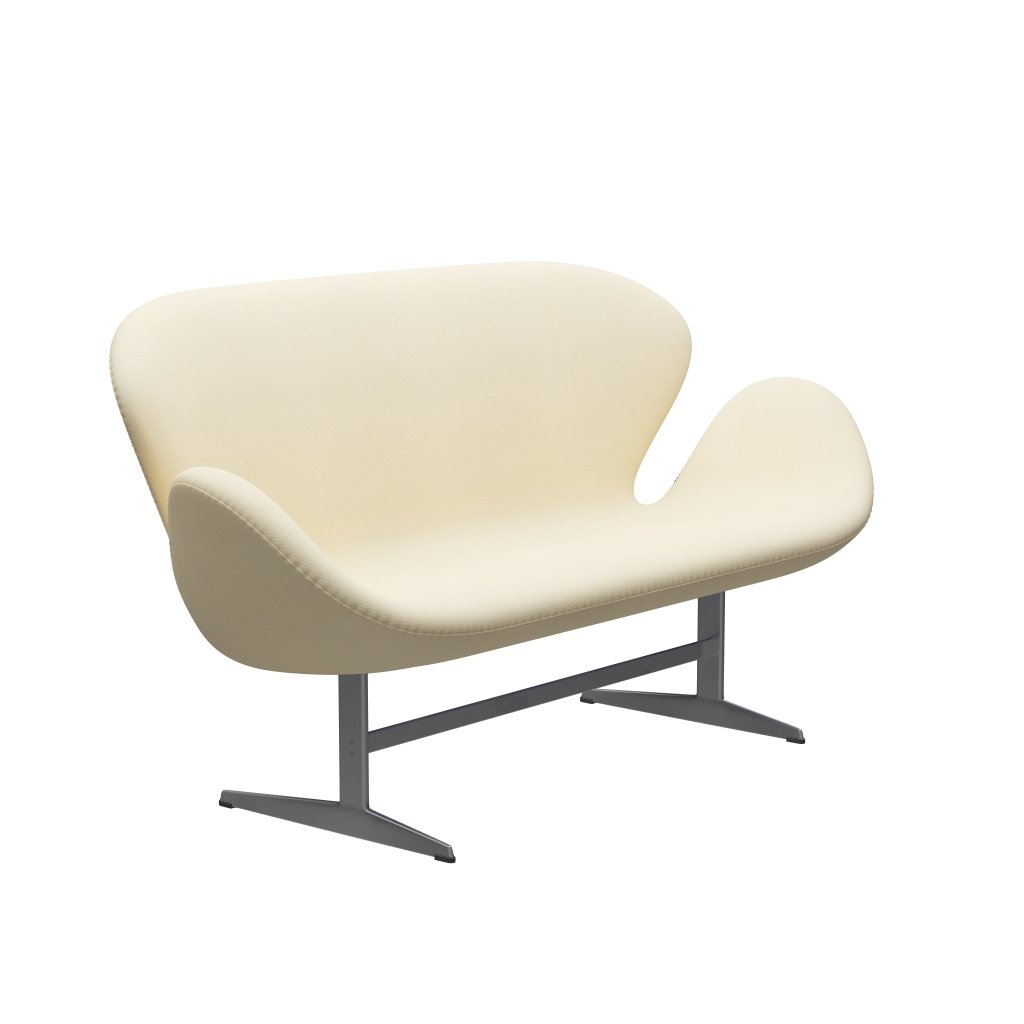 [product_category]-Fritz Hansen Swan Sofa 2 Seater, Silver Grey/Tonus Wool White-Fritz Hansen-3321-TON100-SGBASE-FRI-2
