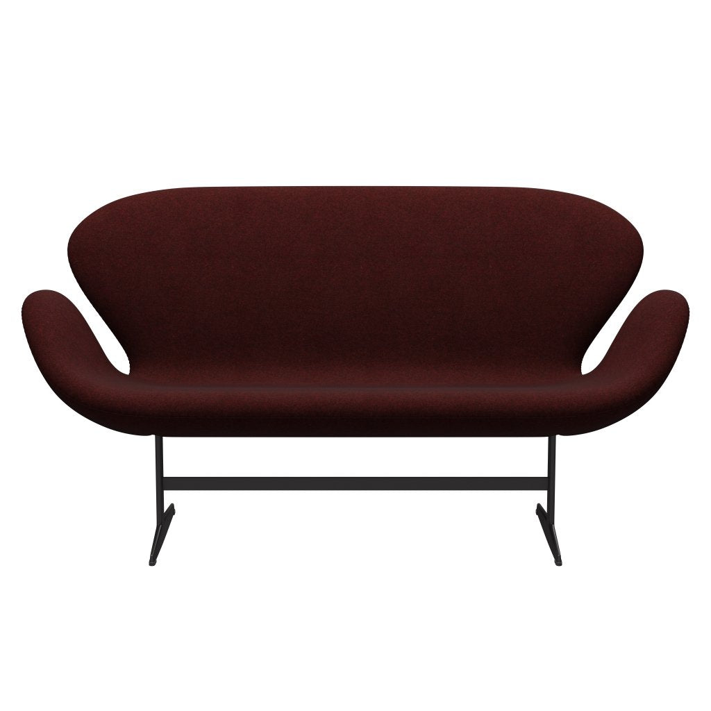 [product_category]-Fritz Hansen Swan Sofa 2 Seater, Warm Graphite/Divina Melange Burgundy-Fritz Hansen-3321-DIM597-WGBASE-FRI-1