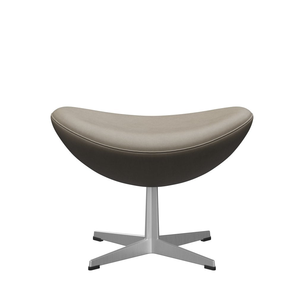 [product_category]-Fritz Hansen The Egg Footstool Leather, Satin Brushed Aluminium/Essential Light Grey-Fritz Hansen-3127-STLIGR-SPAL-FRI-1