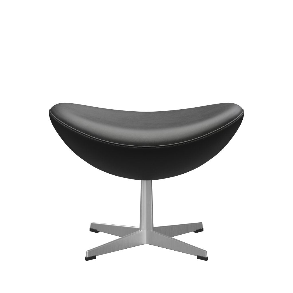 [product_category]-Fritz Hansen The Egg Footstool Leather, Satin Brushed Aluminum/Essential Black-Fritz Hansen-3127-STBLA-SPAL-FRI-1