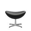 Fritz Hansen The Egg™ Footstool Leather, Satin Brushed Aluminum/Essential Black