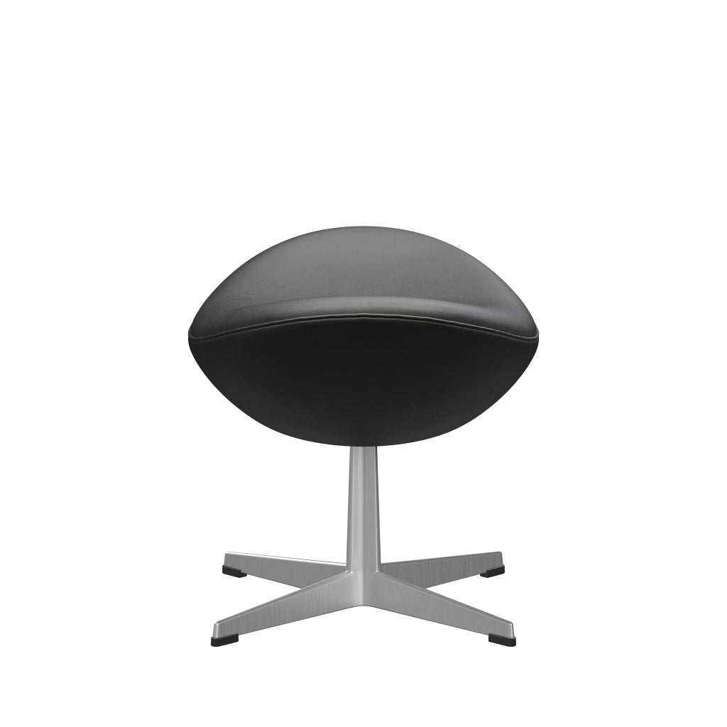 [product_category]-Fritz Hansen The Egg Footstool Leather, Satin Brushed Aluminum/Essential Black-Fritz Hansen-3127-STBLA-SPAL-FRI-3
