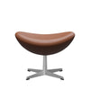 Fritz Hansen The Egg™ Footstool Leather, Satin Brushed Aluminum/Essential Walnut