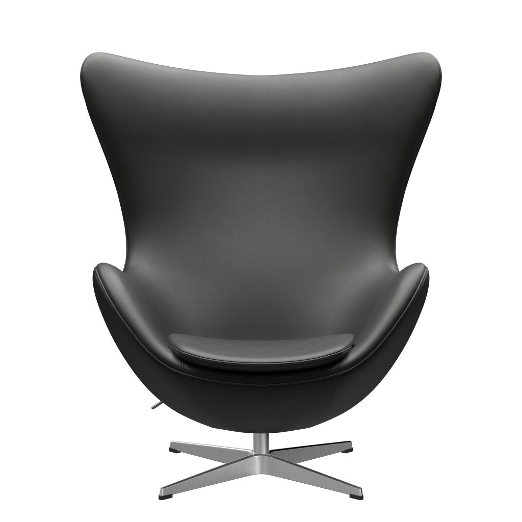 [product_category]-Fritz Hansen The Egg Lounge Chair Leather, Satin Brushed Aluminium/Essential Black-Fritz Hansen-3316-STBLA-SPAL-FRI-1
