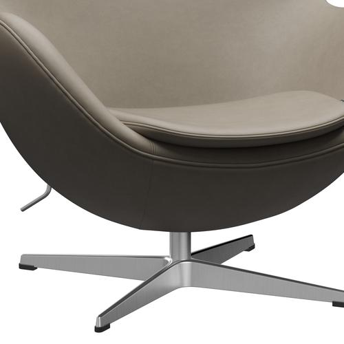 [product_category]-Fritz Hansen The Egg Lounge Chair Leather, Satin Brushed Aluminium/Essential Light Grey-Fritz Hansen-3316-STLIGR-SPAL-FRI-6