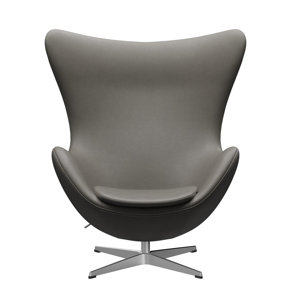 [product_category]-Fritz Hansen The Egg Lounge Chair Leather, Satin Brushed Aluminum/Essential Lava-Fritz Hansen-3316-STLAVA-SPAL-FRI-1