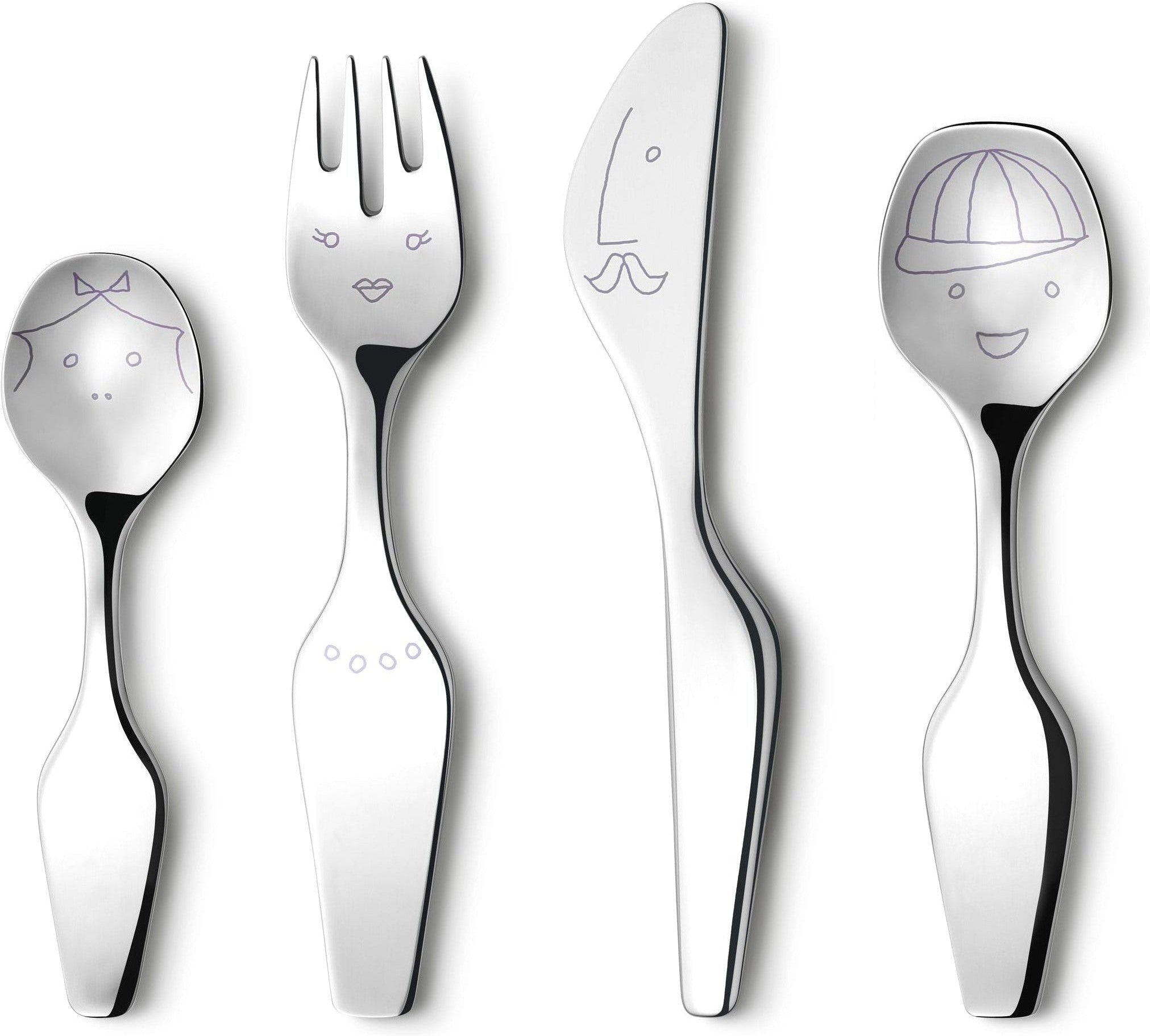 [product_category]-Georg Jensen Alfredo The Twist Family Children's Cutly, 4 Piece Set-Georg Jensen-5705145085152-3580049-GEO-1
