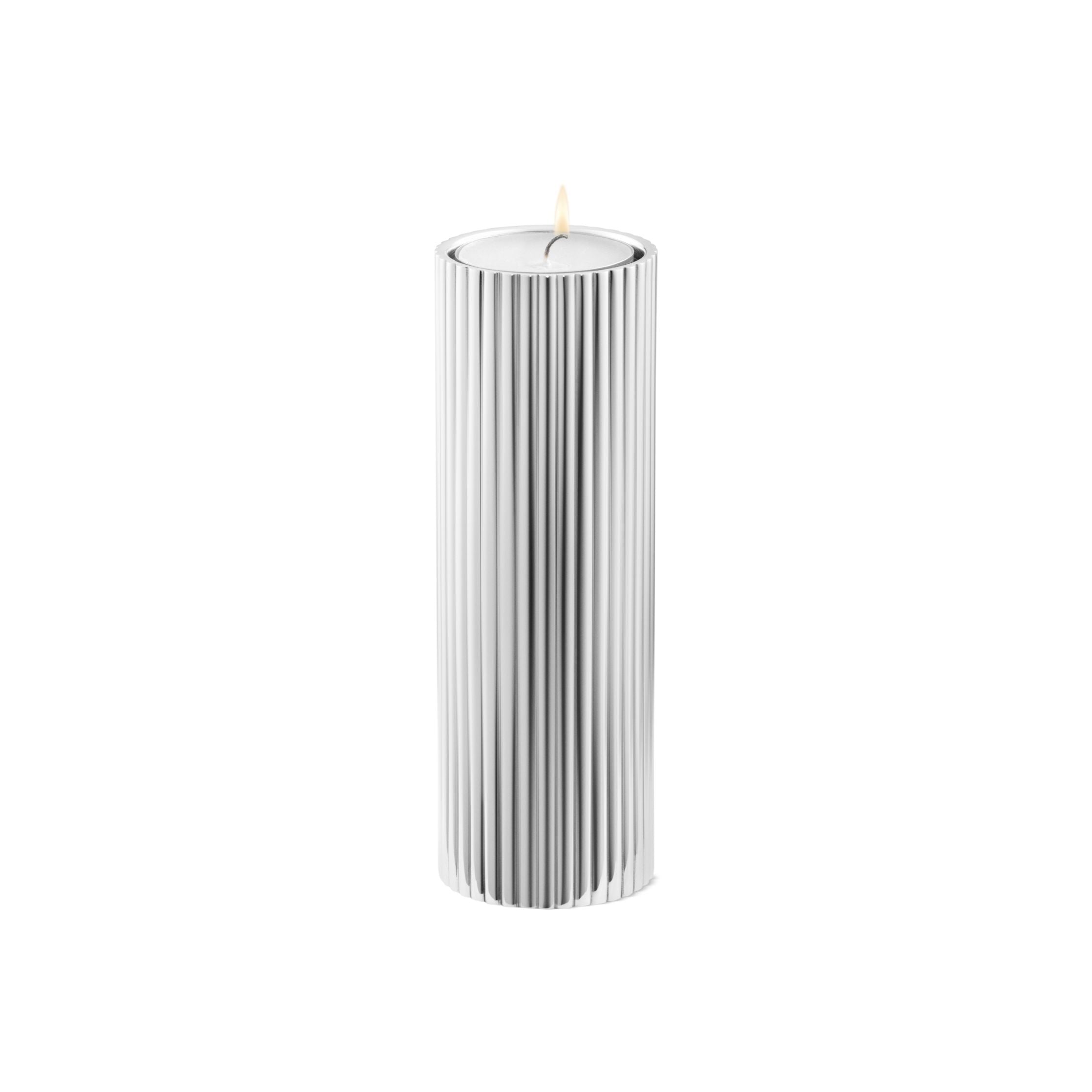 [product_category]-Georg Jensen Bernadotte Tealight & Candle Holder, Set Of 3, Stainless Steel-Georg Jensen-5713275209447-10019290-GEO-10