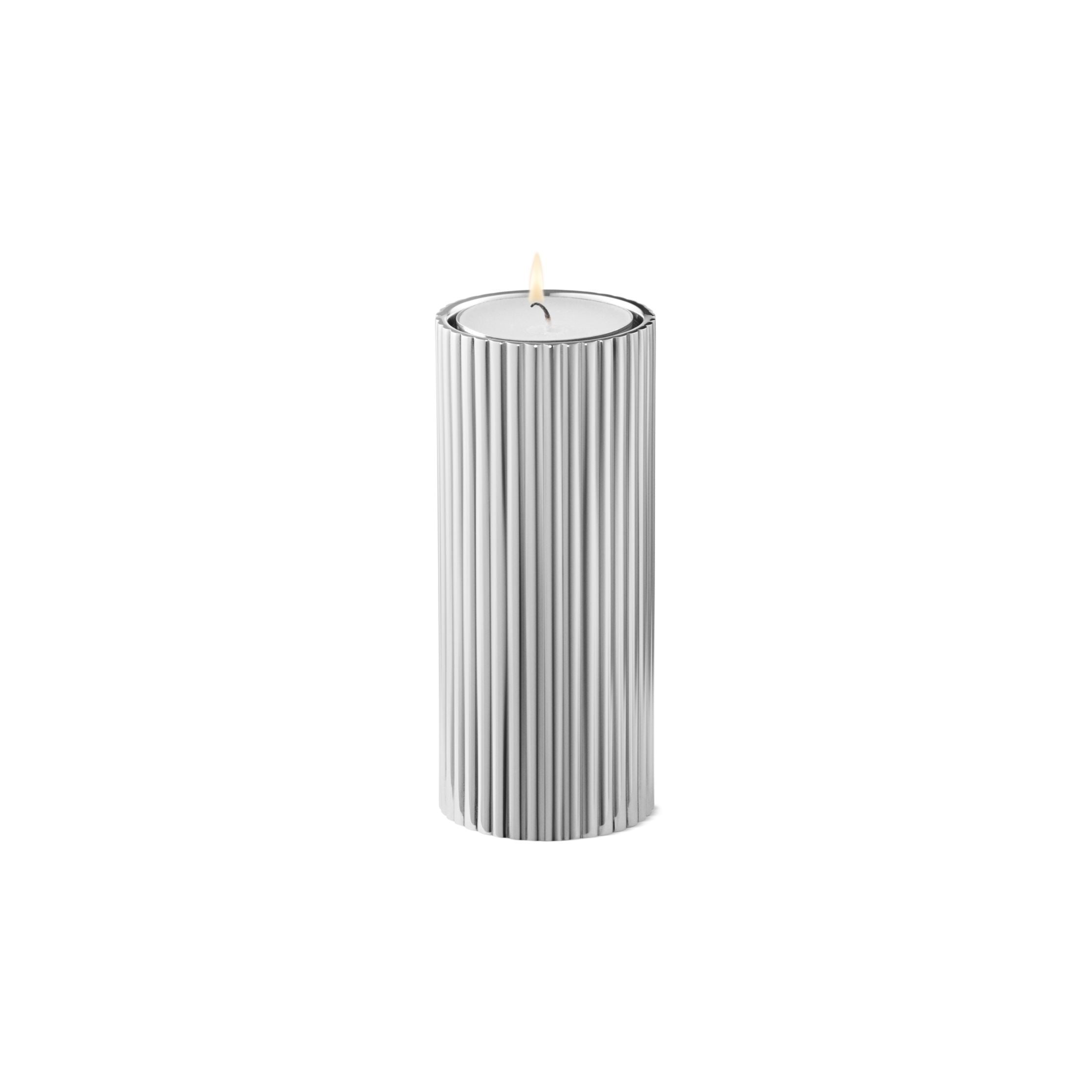 [product_category]-Georg Jensen Bernadotte Tealight & Candle Holder Stainless Steel, Medium-Georg Jensen-5713275209423-10019288-GEO-3