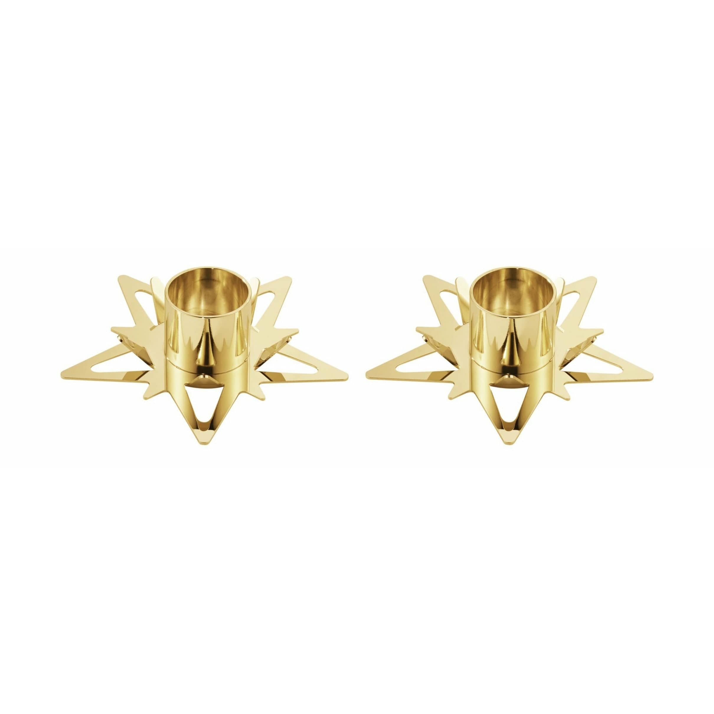 [product_category]-Georg Jensen Classic Christmas Star Candle Holder For Rod Candles, Set Of 2, Gold Plated-Georg Jensen-5713275209881-10019321-GEO-1