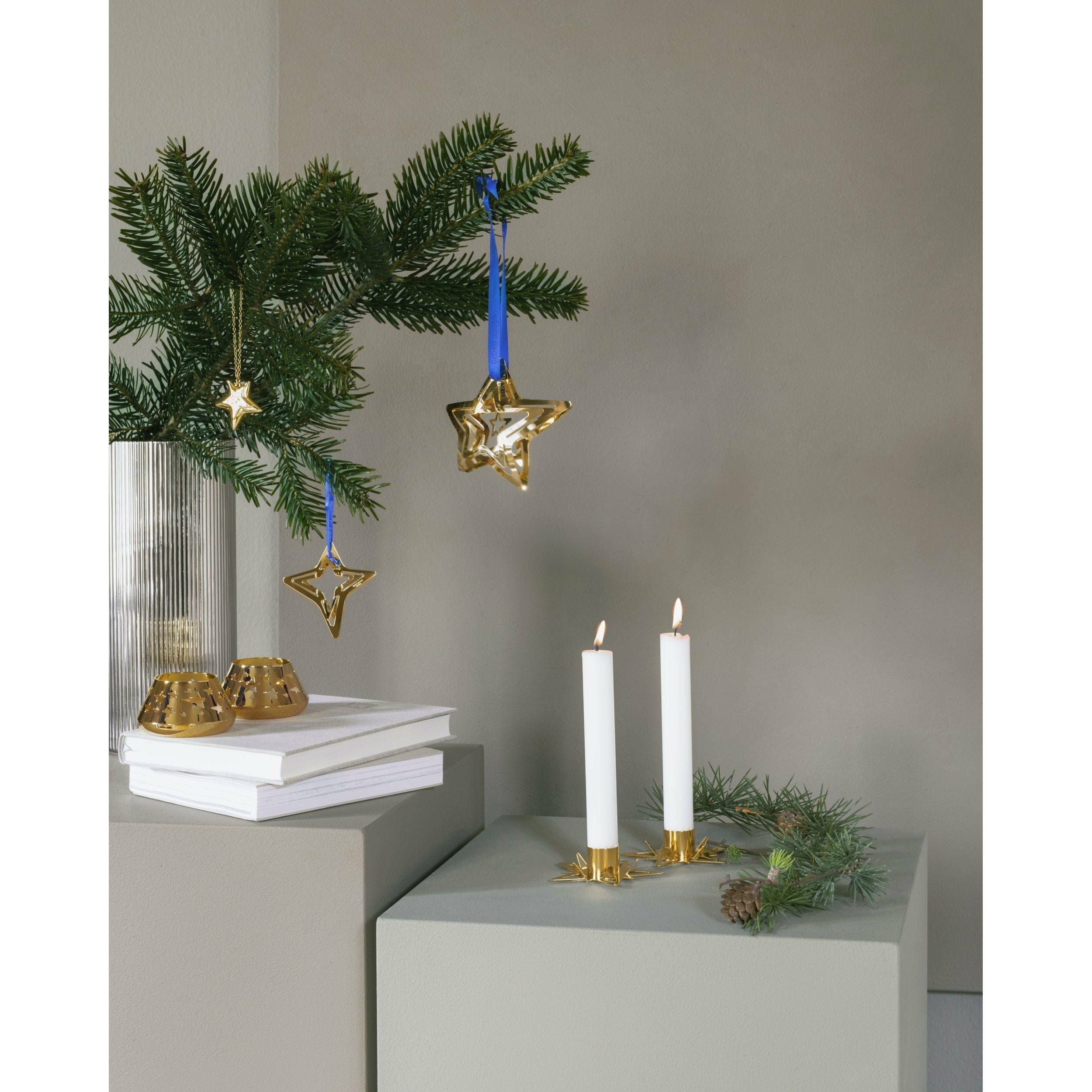 [product_category]-Georg Jensen Classic Christmas Star Candle Holder For Rod Candles, Set Of 2, Gold Plated-Georg Jensen-5713275209881-10019321-GEO-6