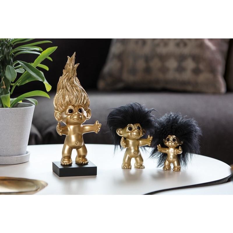 [product_category]-Goodlucktroll Matt Brass Look/ Black Hair, 12cm-Goodlucktroll-5711336008244-93424-GOO-2