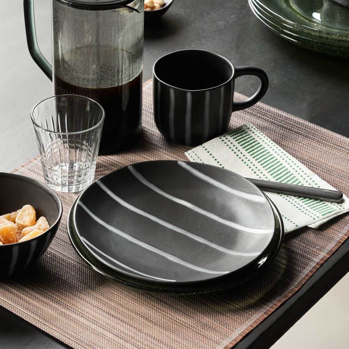 [product_category]-House Doctor Plate, HDLine, Black/Brown-House Doctor-5707644858923-206264001-HOU-3
