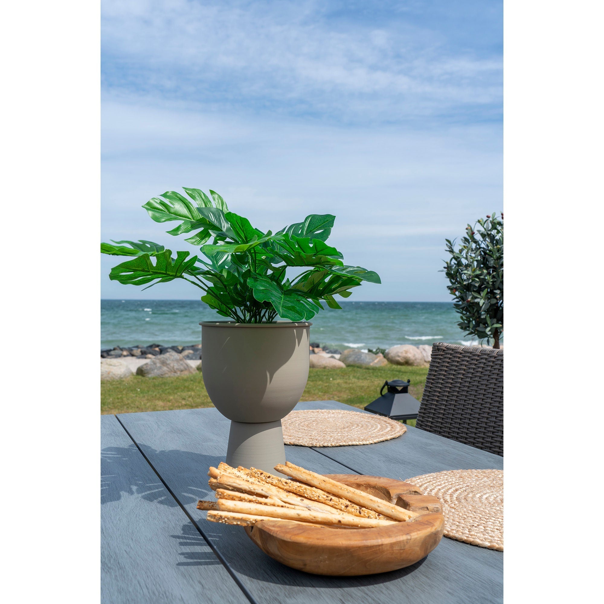 House Nordic Amalfi Flowerpot, Steel, Beige Grey, ø19x27 Cm