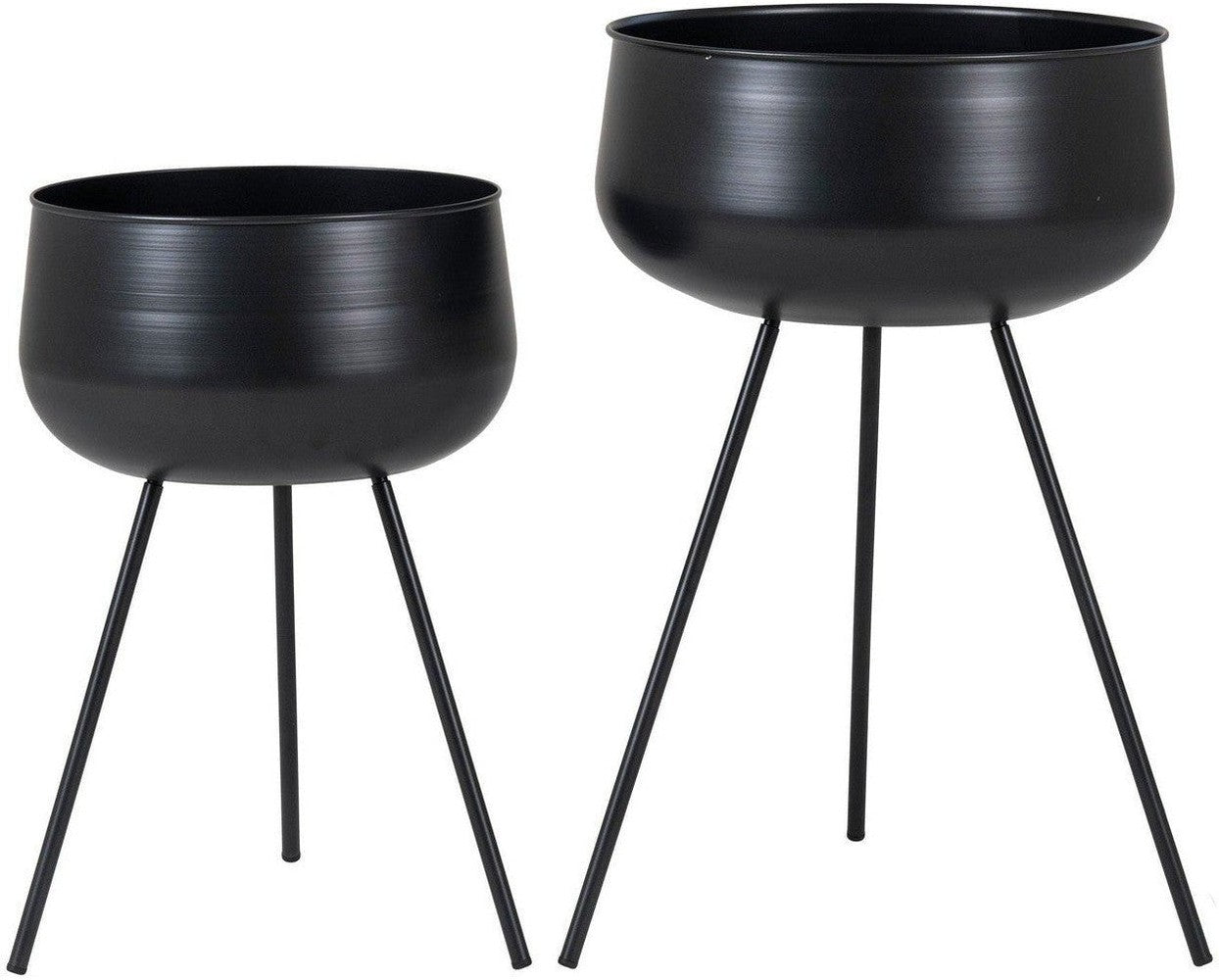 House Nordic Ardola Flowerpots, Steel, Black, Set Of 2