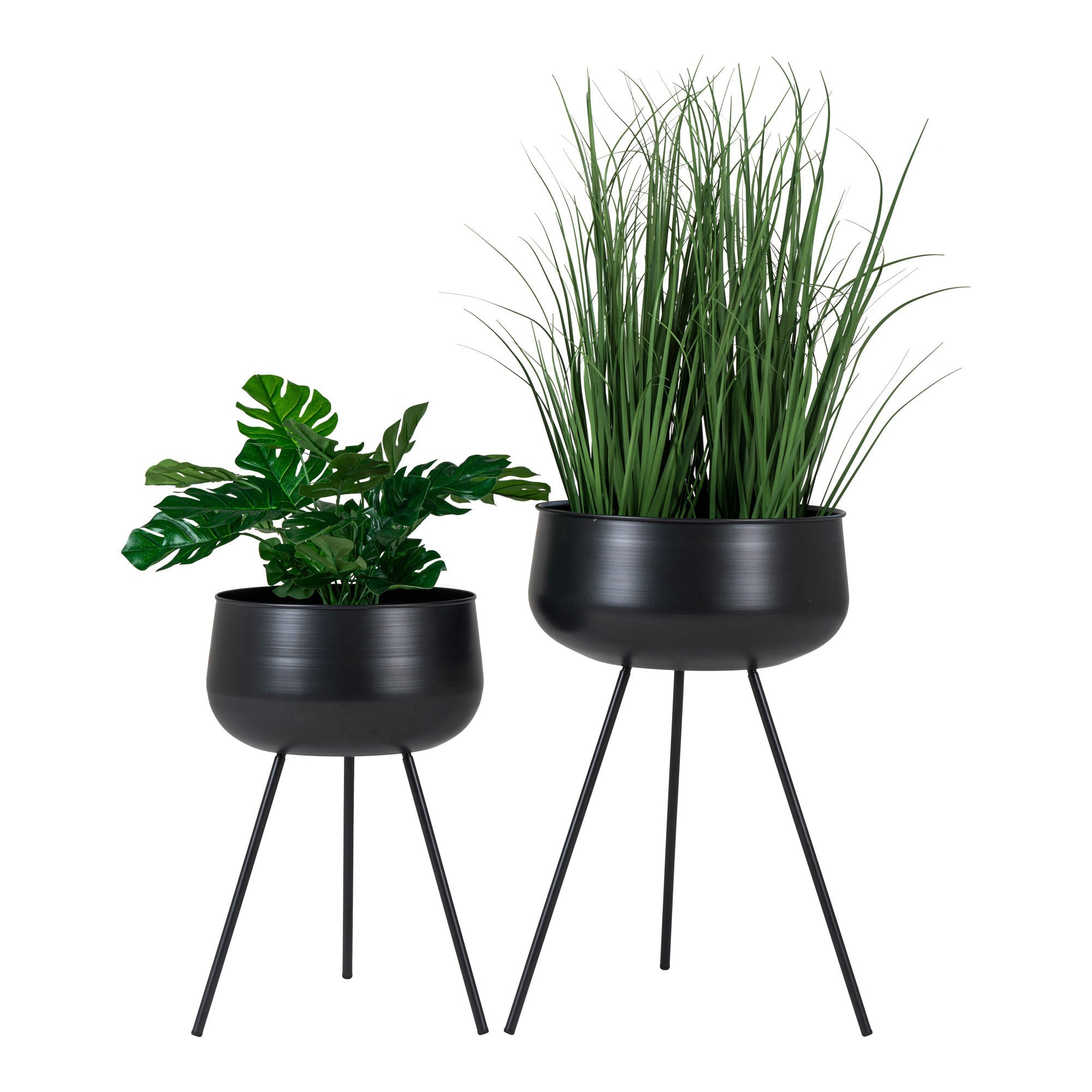 House Nordic Ardola Flowerpots, Steel, Black, Set Of 2