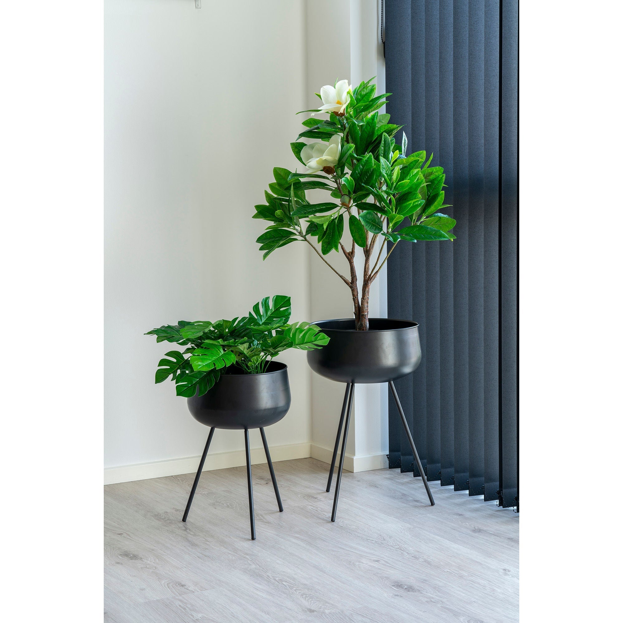 House Nordic Ardola Flowerpots, Steel, Black, Set Of 2