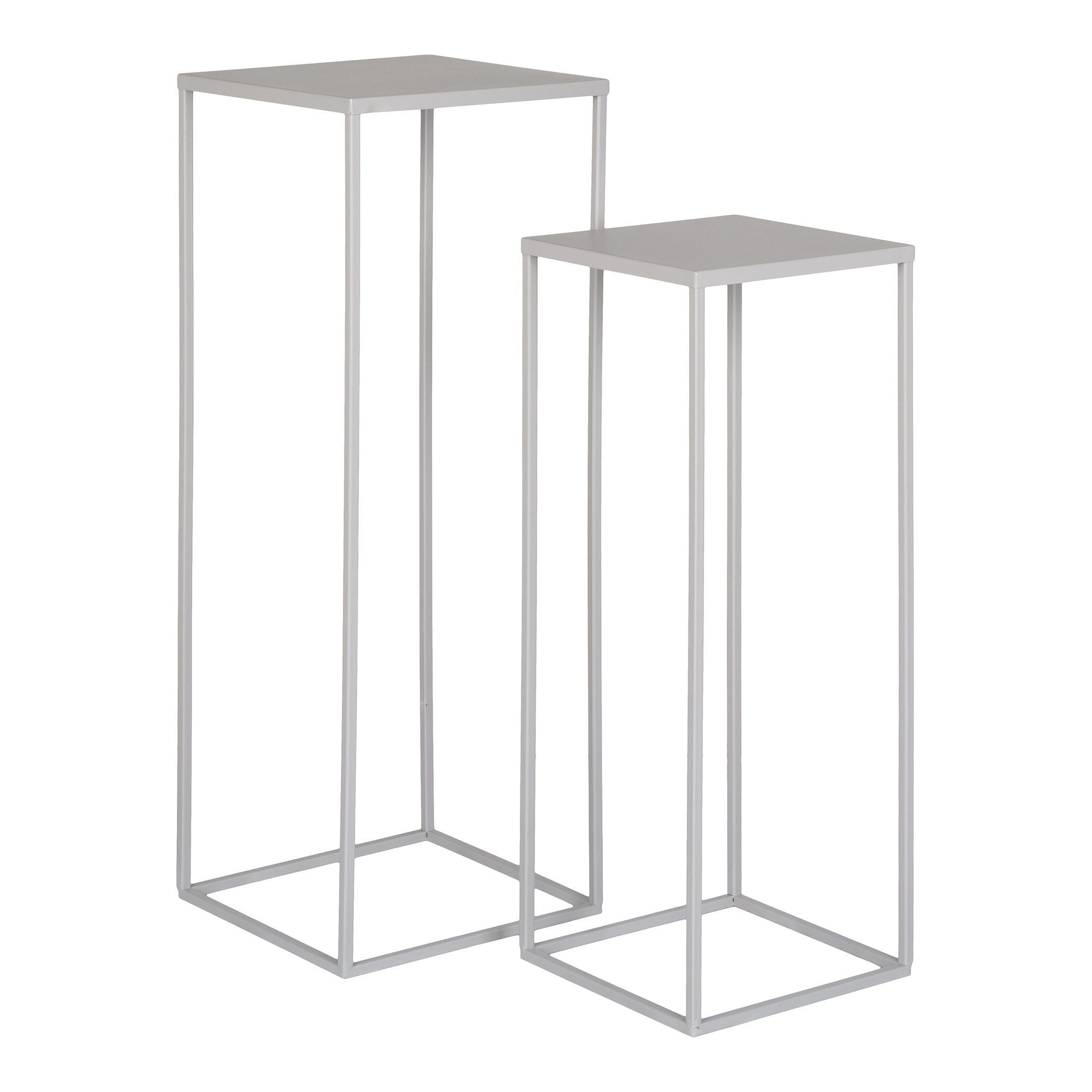 House Nordic Beja Flower Stand, Steel, Cool Grey, Set Of 2