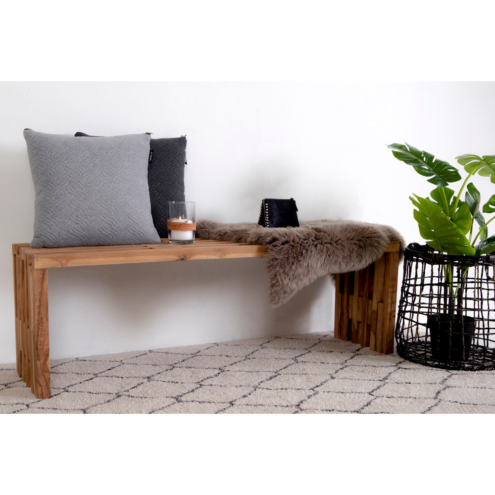 House Nordic Benidorm Bench In Teak Wood, Nature, 140x35x48 Cm