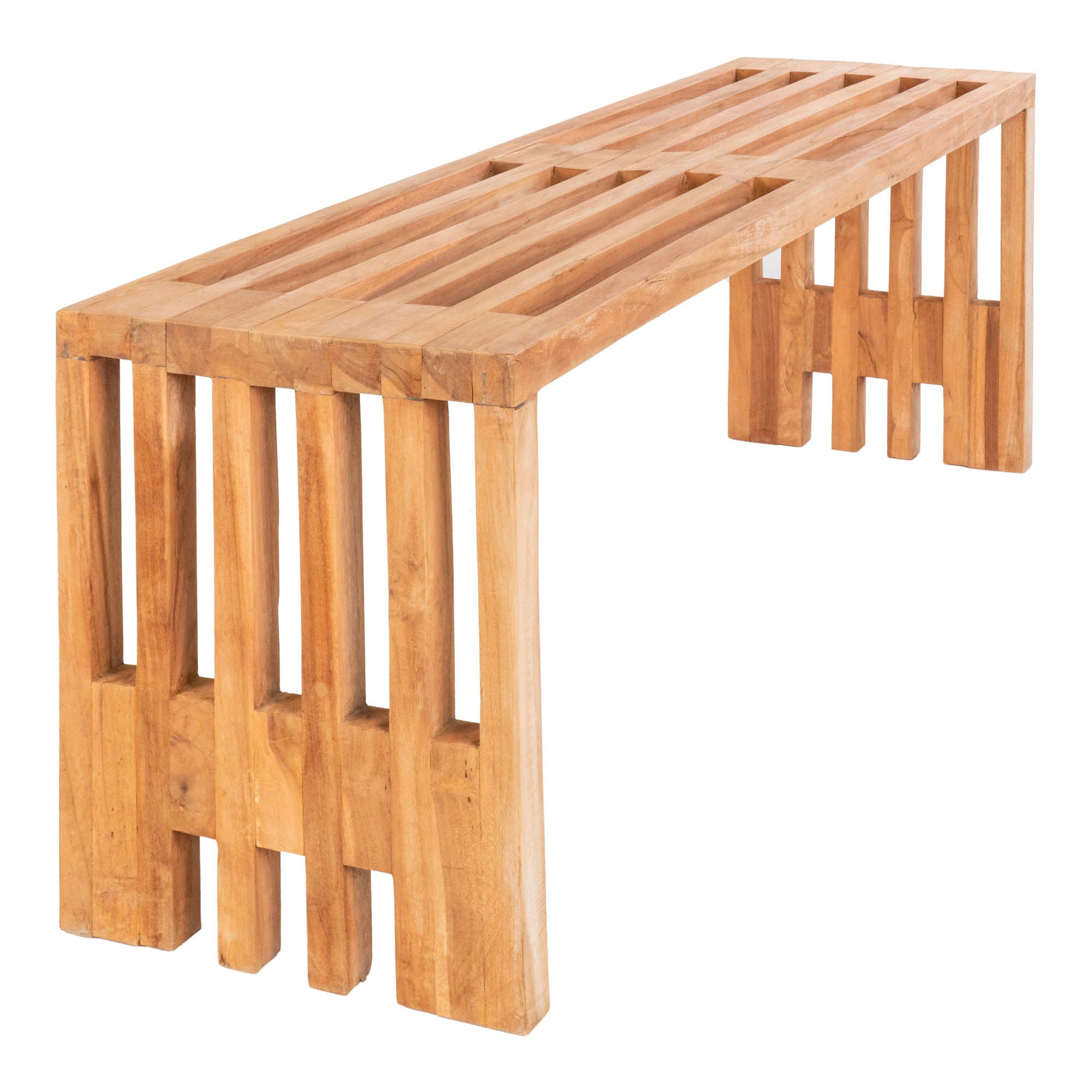 House Nordic Benidorm Bench In Teak Wood, Nature, 140x35x48 Cm