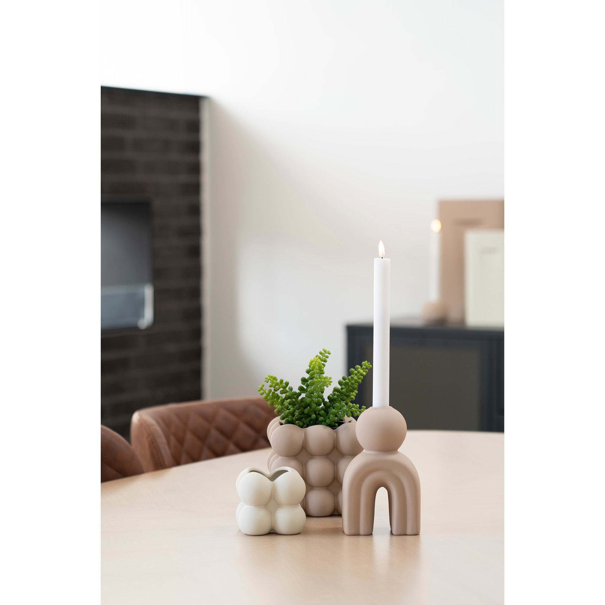 House Nordic Flowerpot, Ceramic, Grey, 9x9x8 Cm