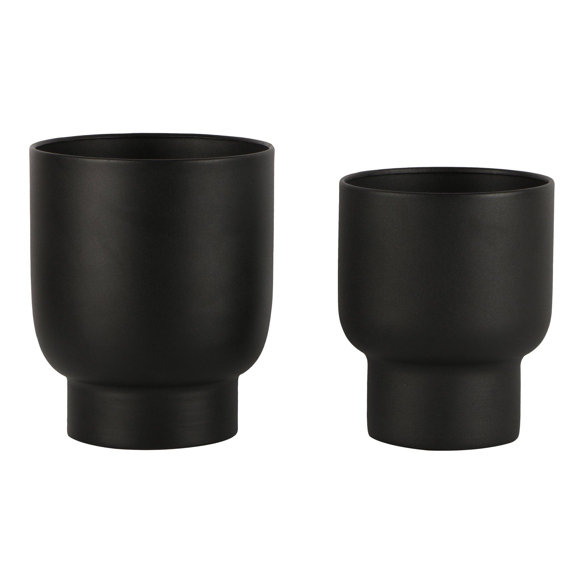 House Nordic Fulda Flowerpots, Metal, Black, Set Of 2
