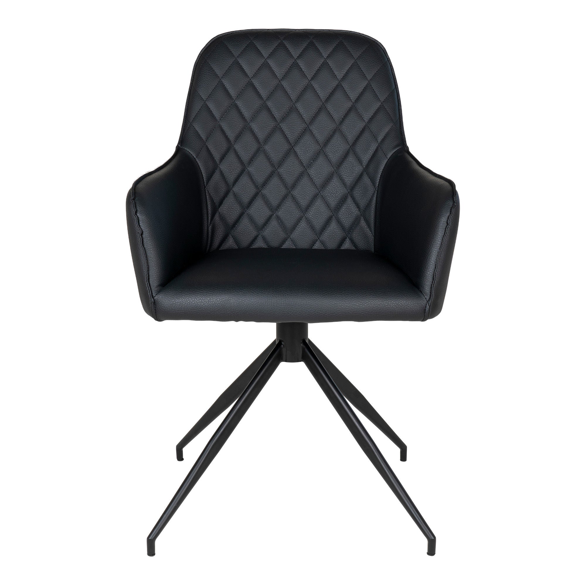 House Nordic Harbo Dining Chair, Swivel, Pu, Black With Black Legs