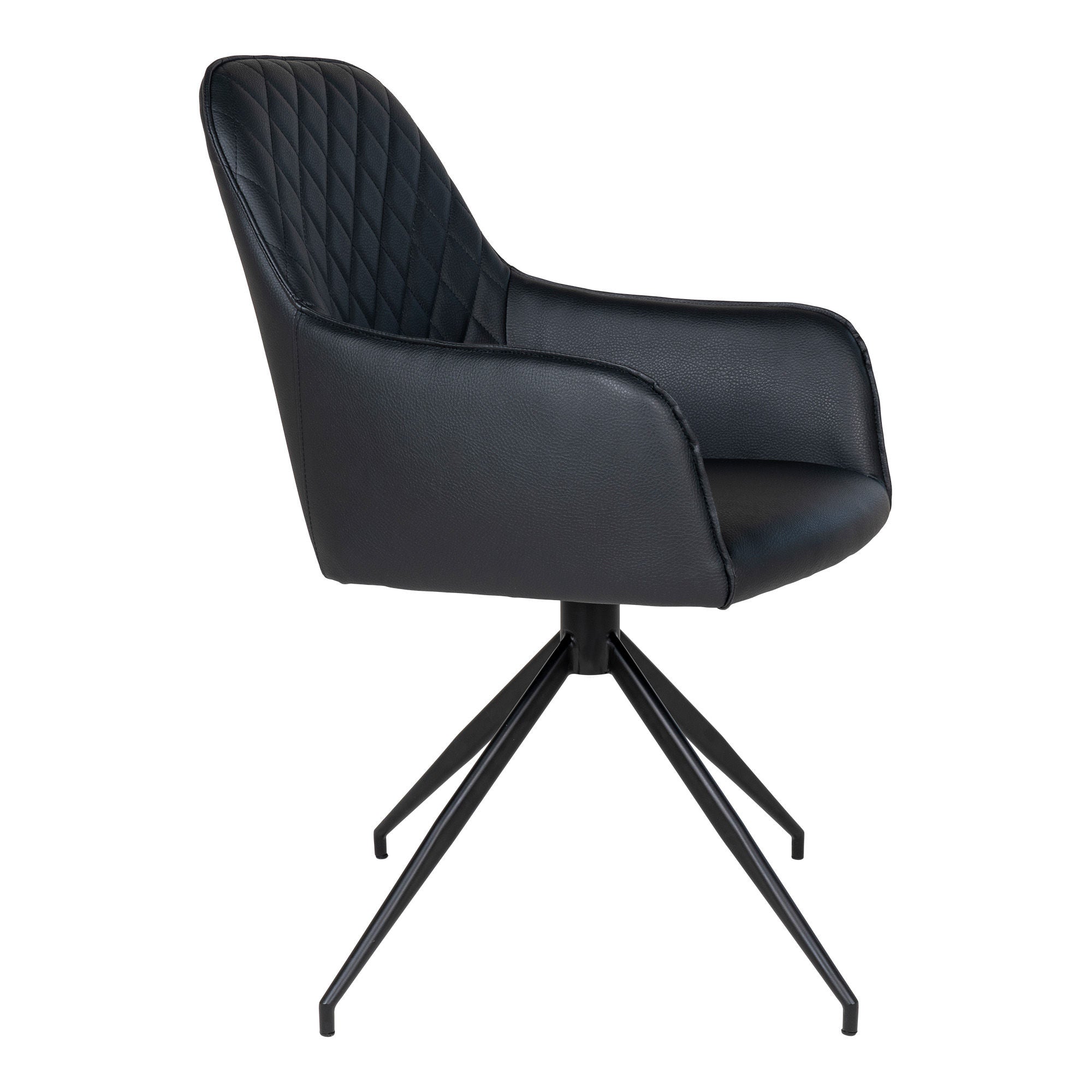 House Nordic Harbo Dining Chair, Swivel, Pu, Black With Black Legs