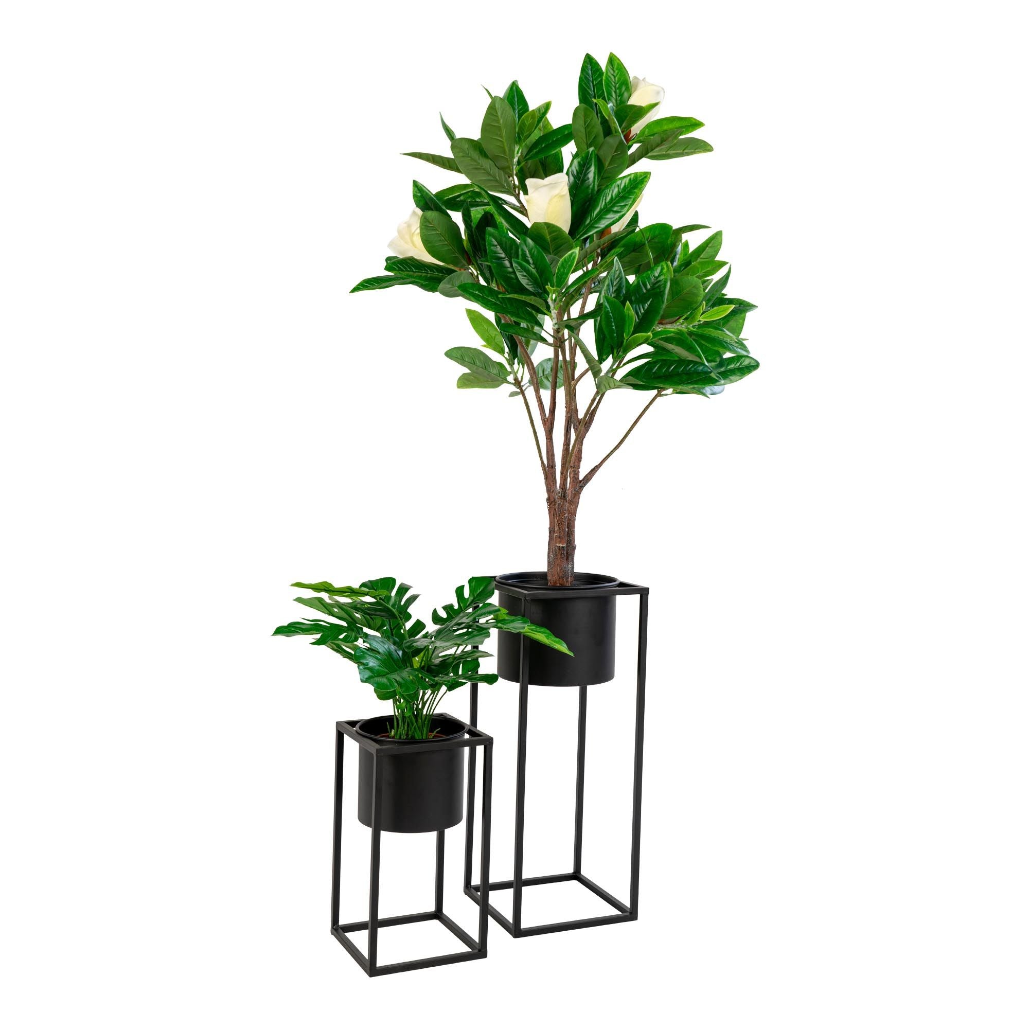 House Nordic Marla Flowerpots, Steel, Black, Set Of 2