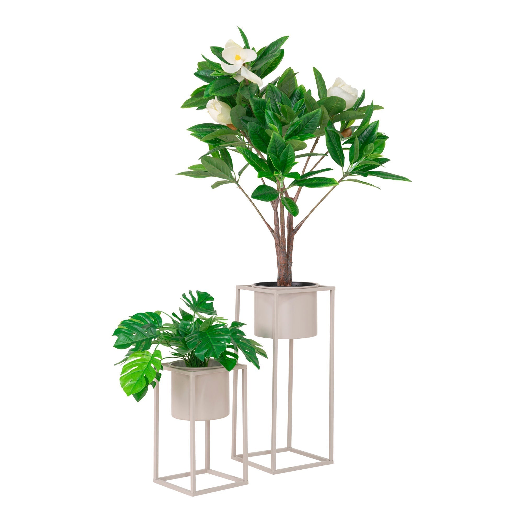 House Nordic Marla Flowerpots, Steel, Beige Grey, Set Of 2