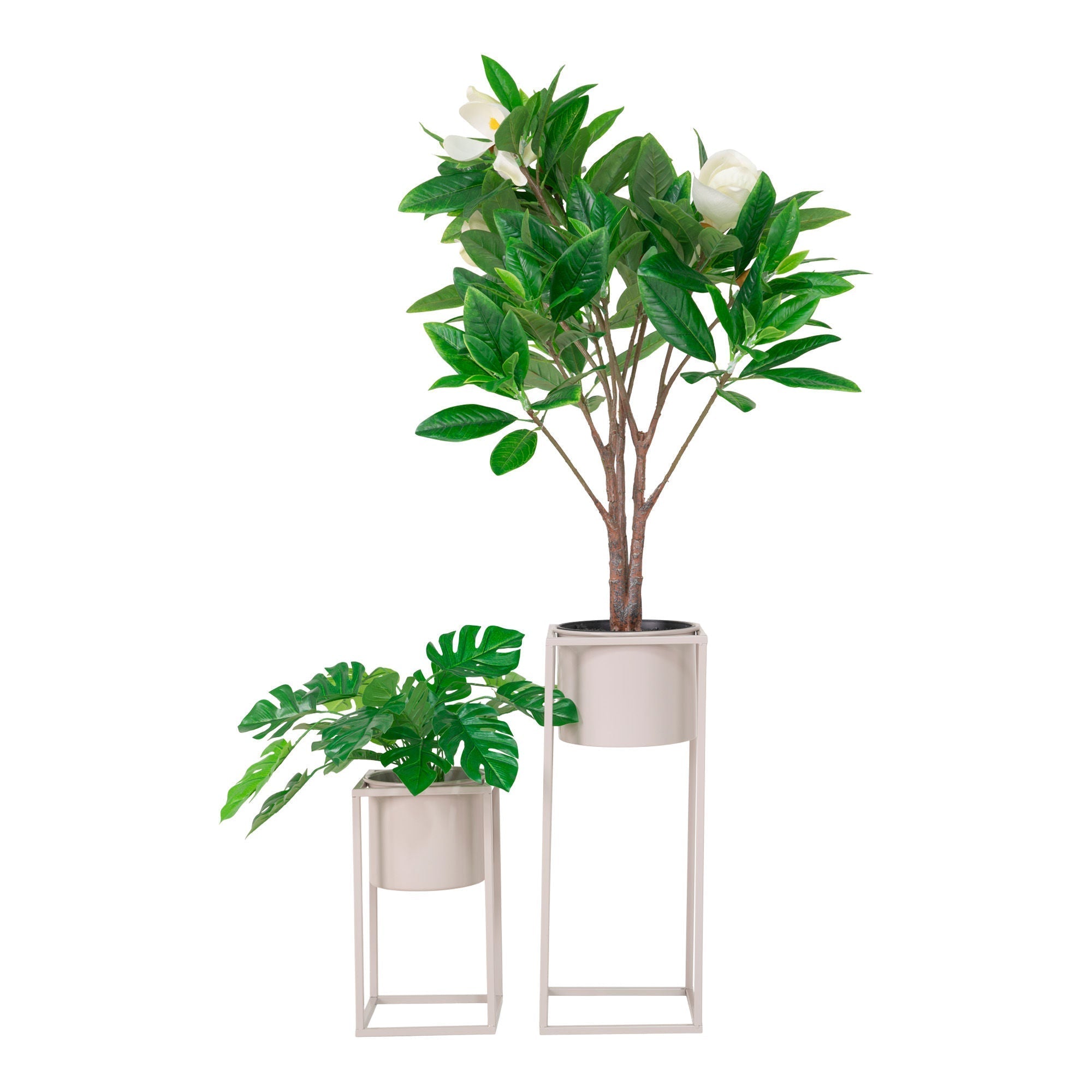 House Nordic Marla Flowerpots, Steel, Beige Grey, Set Of 2
